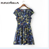 2016 Fashion Sexy Women Elegant Summer Floral Dresses Plus size Women Clothing 6xl Short Sleeve Vestido Casual Dress