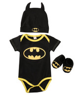 2016 Fashion Newborn Baby Boy Clothes Batman Cotton Romper+Shoes+Hat 3Pcs Outfits Set Bebes Clothing Set