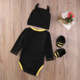 2016 Fashion Newborn Baby Boy Clothes Batman Cotton Romper+Shoes+Hat 3Pcs Outfits Set Bebes Clothing Set