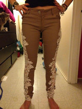 2016 Fashion Lace Women Jeans Plus Size Sexy Hollow Out Flower Hook Tight Feet Pencil Pant Skinny Plus Size Woman Jeans