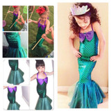 2016 Fashion Kid Ariel Child Little Mermaid Set Girl Princess Dresses Party Halloween Polyester Costume