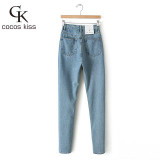 2016 Fashion High Waist retro jeans High Elastic plus size Women Jeans woman femme washed casual skinny pencil Denim pants