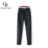 2016 Fashion High Waist retro jeans High Elastic plus size Women Jeans woman femme washed casual skinny pencil Denim pants