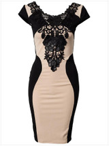 2016 fashion Fashion Women Floral Lace Short Sleeve Dresses Party Casual knee-length Dress