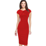 2016 Fashion Designer Women Dress Short Sleeve Mid Calf  Dresses Sexy Sheath Plus Size Dresses Female Casual Sheath Slash Dress