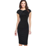 2016 Fashion Designer Women Dress Short Sleeve Mid Calf  Dresses Sexy Sheath Plus Size Dresses Female Casual Sheath Slash Dress