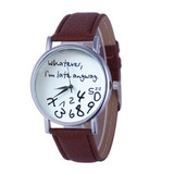 2016 Fashion Brand Women Dress Watch Whatever I am Late Anyway Letter Leather Quartz Wrist Watches Women Clock relojes mujer