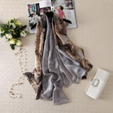 2016 Fashion bandana Luxury Scarve Woman Brand 100% Silk Scarf With Flower Classcial Plaid Women Shawl High Quality Print hijab
