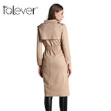 2016 Fashion Autumn Winter Women's Trench Coat Adjustable Waist Slim Print Coat Turn-down Collar Long Trench Female Outerwear