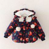 2016 Fashion Autumn Winter Baby Girls coat Strawberry kids winter clothes jacket baby snow wear