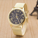 2016 Famous Brand Casual Geneva Quartz Watch Women Gold Silver Mesh Stainless Steel Dress Women Watches Relogio Feminino Clock