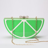 2016 Fall New Creative Handbags Occident Metal Chain Shoulder Diagonal Portable Evening Bags Watermelon Women Messenger Bags