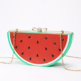 2016 Fall New Creative Handbags Occident Metal Chain Shoulder Diagonal Portable Evening Bags Watermelon Women Messenger Bags