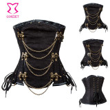 Corzzet Brown Brocade Steel Boned Underbust Corset Steampunk Clothing Waist slimming Corsets and Bustiers Sexy Gothic Corsetto