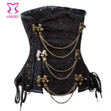 Corzzet Brown Brocade Steel Boned Underbust Corset Steampunk Clothing Waist slimming Corsets and Bustiers Sexy Gothic Corsetto