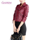 Coromose 2017 New Fashion Women Wine Red Faux Leather Jackets Lady Bomber Motorcycle Cool Outerwear Coat Hot Sale