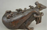 Copper Brass CHINESE crafts Asian Elaborate Chinese Collectible Decoration Copper Lovely Mouse Gold Ingot Auspicious Statue