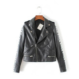Cool Motorcycle Jackets Womens Leather Coats 2016 Winter Letters Graffiti Leather Jacket Women BF Style chaquetas de cuero mujer