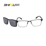 Cool Men Polarized Clip On Sunglasses Magnetic Sunglasses Prescription Eyeglasses Frame Metal Optical Frame With TR90 Legs 9913
