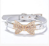 Cool Dog Collars Small Dogs Bling Crystal Bow Leather Pet Collar Puppy Choker Cat Necklace dog harness leash dog cat Accessories Cool Dog Collars Small Dogs Bling Crystal Bow Leather Pet Collar Puppy Choker Cat Necklace dog harness leash dog cat Accessories