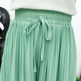 2017 New Summer Style Loose Pleated Chiffon Skirt Culottes Women Elastic Waist Wide Leg Pants Female Short Trousers