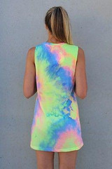 2017 New Summer Sexy Women Sleeveless Party rainbow Dress Mini Dress tie Dye Beach Dress