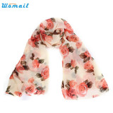 2017 New Summer Rose Womens Voile Long Scarves Beach Chiffon Shawl Scarf Amazing