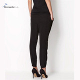 2017 New Summer Pants Women OL Chiffon Mid Waist Harem Pants Bow Tie Drawstring Sweet Elastic Waist Pocket Loose Casual Trousers