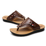 2017 New Summer Men's Casual Slippers Genuine Leather Flip Flop Beach Slippers Men Fashion Soft Shoes Sandalias Hombre