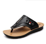 2017 New Summer Men's Casual Slippers Genuine Leather Flip Flop Beach Slippers Men Fashion Soft Shoes Sandalias Hombre