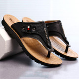 2017 New Summer Men's Casual Slippers Genuine Leather Flip Flop Beach Slippers Men Fashion Soft Shoes Sandalias Hombre