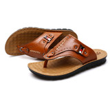 2017 New Summer Men's Casual Slippers Genuine Leather Flip Flop Beach Slippers Men Fashion Soft Shoes Sandalias Hombre