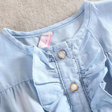 2017 New Summer Girls Flower Dress Sleeveless Denim Fashion Kids Vest Sundress Girls Dresses