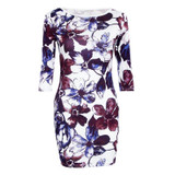 2017 New Summer Fashion Casual Women Dress Half Sleeve Asymmetrical Neck Dress Sheath Bodycon Dress Vestidos