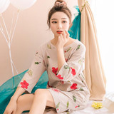 2017 New Summer Cotton Nightgown Female Korean Cute Print Sleepshirts Short Sleeve Women Sexy Home Clothing Sleepwear Nightdress