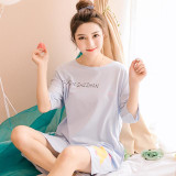 2017 New Summer Cotton Nightgown Female Korean Cute Print Sleepshirts Short Sleeve Women Sexy Home Clothing Sleepwear Nightdress