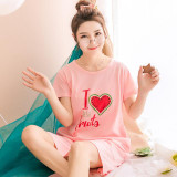 2017 New Summer Cotton Nightgown Female Korean Cute Print Sleepshirts Short Sleeve Women Sexy Home Clothing Sleepwear Nightdress
