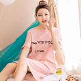 2017 New Summer Cotton Nightgown Female Korean Cute Print Sleepshirts Short Sleeve Women Sexy Home Clothing Sleepwear Nightdress
