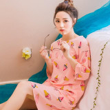 2017 New Summer Cotton Nightgown Female Korean Cute Print Sleepshirts Short Sleeve Women Sexy Home Clothing Sleepwear Nightdress