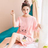 2017 New Summer Cotton Nightgown Female Korean Cute Print Sleepshirts Short Sleeve Women Sexy Home Clothing Sleepwear Nightdress