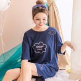 2017 New Summer Cotton Nightgown Female Korean Cute Print Sleepshirts Short Sleeve Women Sexy Home Clothing Sleepwear Nightdress