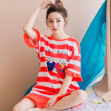 2017 New Summer Cotton Nightgown Female Korean Cute Print Sleepshirts Short Sleeve Women Sexy Home Clothing Sleepwear Nightdress