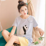 2017 New Summer Cotton Nightgown Female Korean Cute Print Sleepshirts Short Sleeve Women Sexy Home Clothing Sleepwear Nightdress