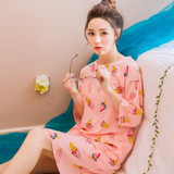 2017 New Summer Cotton Nightgown Female Korean Cute Print Sleepshirts Short Sleeve Women Sexy Home Clothing Sleepwear Nightdress