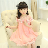 2017 New Summer Costume Girls Princess Dress Children's Evening Clothing Kids Chiffon Lace Dresses Baby Girl Party Pearl Dress