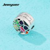 2017 New Summer collection Fun Mixed Enamel charms 925 sterling silver jewelry Fit charm beads bracelet DIY Jewyuer BE473