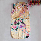 2017 New Summer Chinese Qipao Child Girls Baby Peacock Cheongsam Floral Pattern Dress 2-8Y Clothes Hot