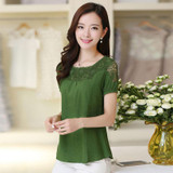 2017 New Summer Casual Women Blouses Plus Size Hollow Out Blouse Lace linen Cotton Shirt Patchwork Blusas Feminina Women tops