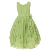 2017 New Summer Chiffon Flower Zipper Dress Girl Dress Baby Girls Clothes Flowers Girl Print Dresses Vestido