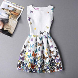 2017 New Summer Casual Dresses Women Sleeveless Vest Dress Lady Floral Print O Neck A Line Party Short Slim Dress Vestidos
